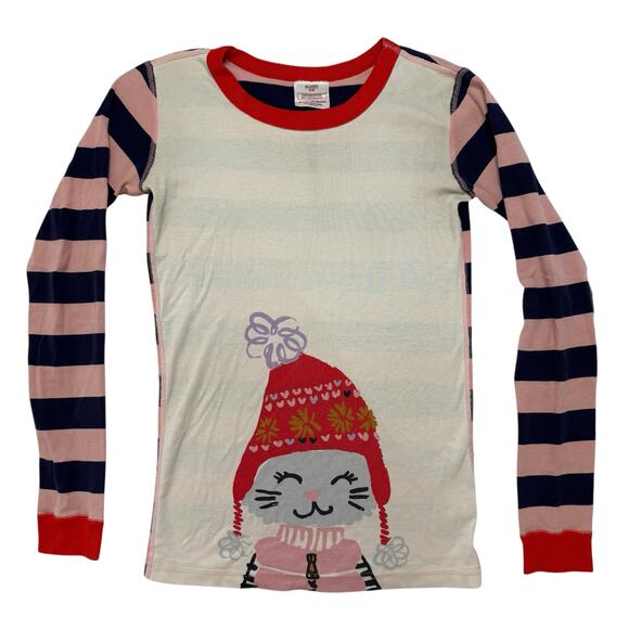 HANNA ANDERSSON Winter Cat Long Sleeve Pajama Top Size 14 160 Kitty Pink *READ* - Picture 1 of 4